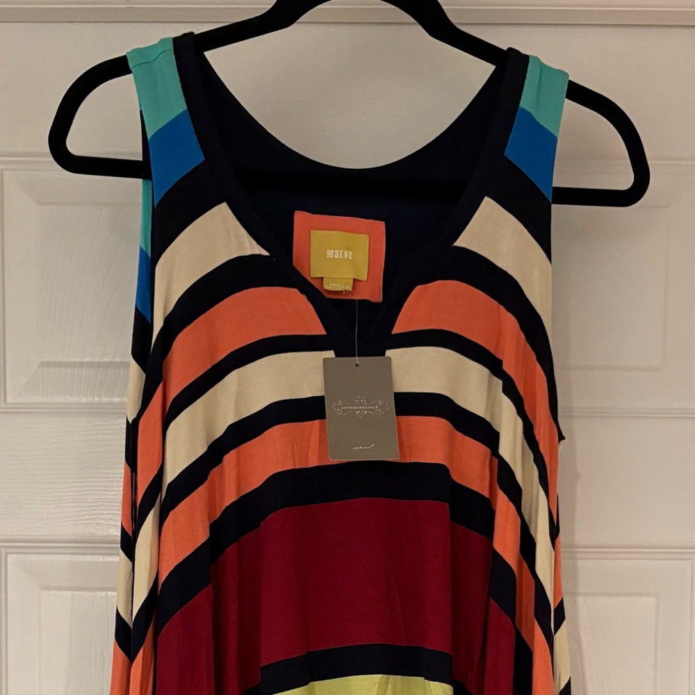 Anthropologie Maeve Colorful Striped Dress in Cotton/Rayon Blend size Small